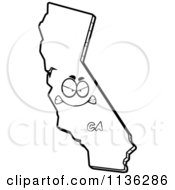Cartoon Clipart Of An Outlined Mad California State Character Black And White Vector Coloring Page