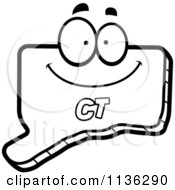 Cartoon Clipart Of An Outlined Happy Connecticut State Character Black And White Vector Coloring Page