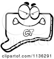 Cartoon Clipart Of An Outlined Mad Connecticut State Character Black And White Vector Coloring Page
