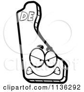 Cartoon Clipart Of An Outlined Mad Delaware State Character Black And White Vector Coloring Page