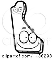 Cartoon Clipart Of An Outlined Happy Delaware State Character Black And White Vector Coloring Page by Cory Thoman