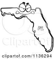 Cartoon Clipart Of An Outlined Mad Florida State Character Black And White Vector Coloring Page