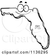 Cartoon Clipart Of An Outlined Happy Florida State Character Black And White Vector Coloring Page