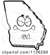 Cartoon Clipart Of An Outlined Mad Georgia State Character Black And White Vector Coloring Page