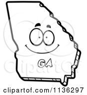 Cartoon Clipart Of An Outlined Happy Georgia State Character Black And White Vector Coloring Page