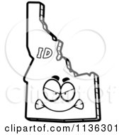 Cartoon Clipart Of An Outlined Mad Idaho State Character Black And White Vector Coloring Page