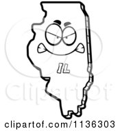 Cartoon Clipart Of An Outlined Mad Illinois State Character Black And White Vector Coloring Page