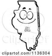 Cartoon Clipart Of An Outlined Happy Illinois State Character Black And White Vector Coloring Page by Cory Thoman