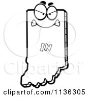 Cartoon Clipart Of An Outlined Mad Indiana State Character Black And White Vector Coloring Page