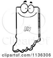 Cartoon Clipart Of An Outlined Happy Indiana State Character Black And White Vector Coloring Page