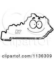 Cartoon Clipart Of An Outlined Happy Kentucky State Character Black And White Vector Coloring Page by Cory Thoman