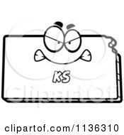 Cartoon Clipart Of An Outlined Happy Kansas State Character Black And White Vector Coloring Page