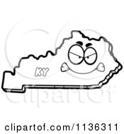 Cartoon Clipart Of An Outlined Mad Kentucky State Character Black And White Vector Coloring Page