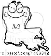 Cartoon Clipart Of An Outlined Mad Louisiana State Character Black And White Vector Coloring Page