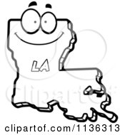 Cartoon Clipart Of An Outlined Happy Louisiana State Character Black And White Vector Coloring Page by Cory Thoman