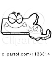 Cartoon Clipart Of An Outlined Mad Massachusetts State Character Black And White Vector Coloring Page