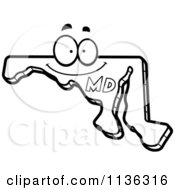 Cartoon Clipart Of An Outlined Happy Maryland State Character Black And White Vector Coloring Page