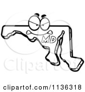 Cartoon Clipart Of An Outlined Mad Maryland State Character Black And White Vector Coloring Page by Cory Thoman