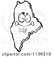 Cartoon Clipart Of An Outlined Happy Maine State Character Black And White Vector Coloring Page