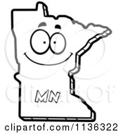 Cartoon Clipart Of An Outlined Happy Minnesota State Character Black And White Vector Coloring Page