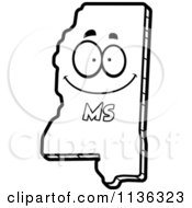 Cartoon Clipart Of An Outlined Happy Mississippi State Character Black And White Vector Coloring Page by Cory Thoman