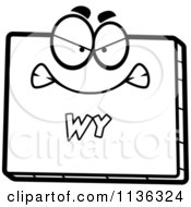 Cartoon Clipart Of An Outlined Mad Wyoming State Character Black And White Vector Coloring Page