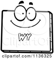 Cartoon Clipart Of An Outlined Happy Wyoming State Character Black And White Vector Coloring Page