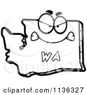 Cartoon Clipart Of An Outlined Mad Washington State Character Black And White Vector Coloring Page