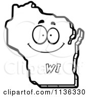 Poster, Art Print Of Outlined Happy Wisconsin State Character