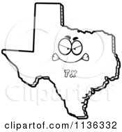 Cartoon Clipart Of An Outlined Mad Texas State Character Black And White Vector Coloring Page