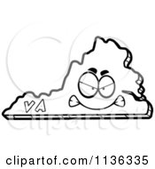 Cartoon Clipart Of An Outlined Mad Virginia State Character Black And White Vector Coloring Page