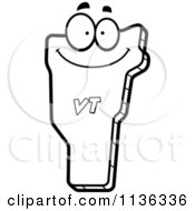 Cartoon Clipart Of An Outlined Happy Vermont State Character Black And White Vector Coloring Page