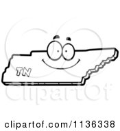 Cartoon Clipart Of An Outlined Happy Tennessee State Character Black And White Vector Coloring Page