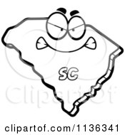 Cartoon Clipart Of An Outlined Mad South Carolina State Character Black And White Vector Coloring Page by Cory Thoman