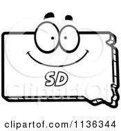 Cartoon Clipart Of An Outlined Happy South Dakota State Character Black And White Vector Coloring Page