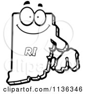 Cartoon Clipart Of An Outlined Happy Rhode Island State Character Black And White Vector Coloring Page
