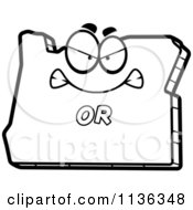 Cartoon Clipart Of An Outlined Mad Oregon State Character Black And White Vector Coloring Page by Cory Thoman