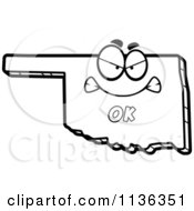 Cartoon Clipart Of An Outlined Mad Oklahoma State Character Black And White Vector Coloring Page