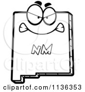 Cartoon Clipart Of An Outlined Mad New Mexico State Character Black And White Vector Coloring Page