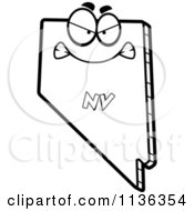 Cartoon Clipart Of An Outlined Mad Nevada State Character Black And White Vector Coloring Page