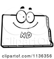 Poster, Art Print Of Outlined Happy North Dakota State Character