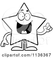 Cartoon Clipart Of An Outlined Star Character With An Idea Black And White Vector Coloring Page