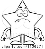 Cartoon Clipart Of An Outlined Sick Star Character Black And White Vector Coloring Page by Cory Thoman