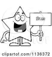 Poster, Art Print Of Outlined Star Character Holding A Sign