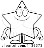 Cartoon Clipart Of An Outlined Smiling Star Character Black And White Vector Coloring Page