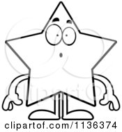 Cartoon Clipart Of An Outlined Surprised Star Character Black And White Vector Coloring Page by Cory Thoman