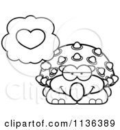 Poster, Art Print Of Outlined Ankylosaurus Dinosaur Thinking About Love