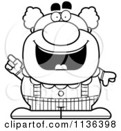 Cartoon Clipart Of An Outlined Pudgy Circus Clown With An Idea Black And White Vector Coloring Page by Cory Thoman