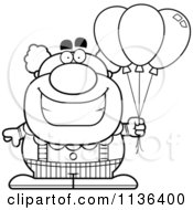 Poster, Art Print Of Outlined Pudgy Circus Clown With Balloons