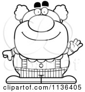 Poster, Art Print Of Outlined Waving Pudgy Circus Clown